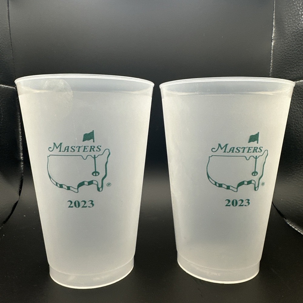 Official Masters Augusta 2023 Golf Frosted Plastic Drink Cups 16oz Jon Rahm Wins